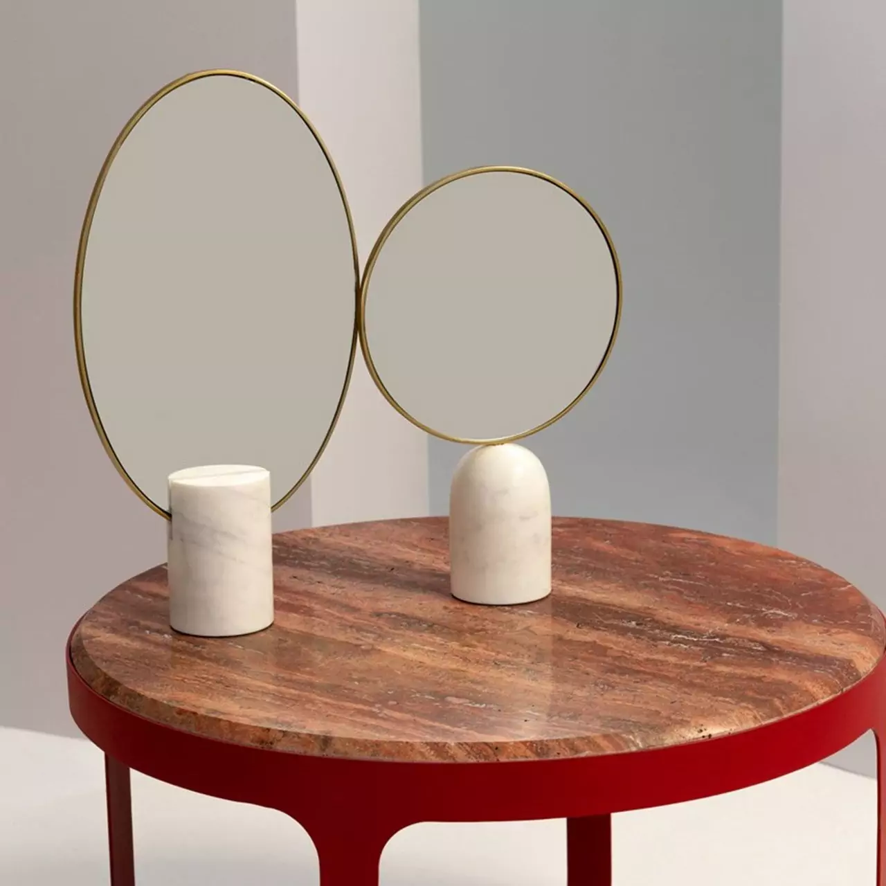 Round Mirror with Marble Base