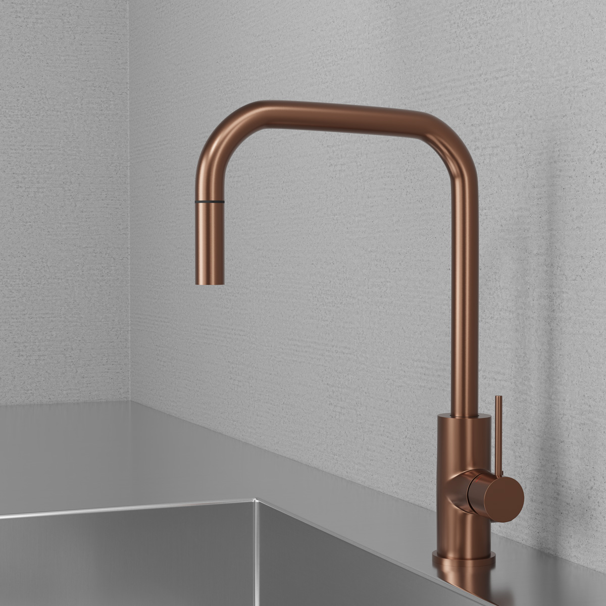 Kitchen Faucet Steel Accent Square Amber D