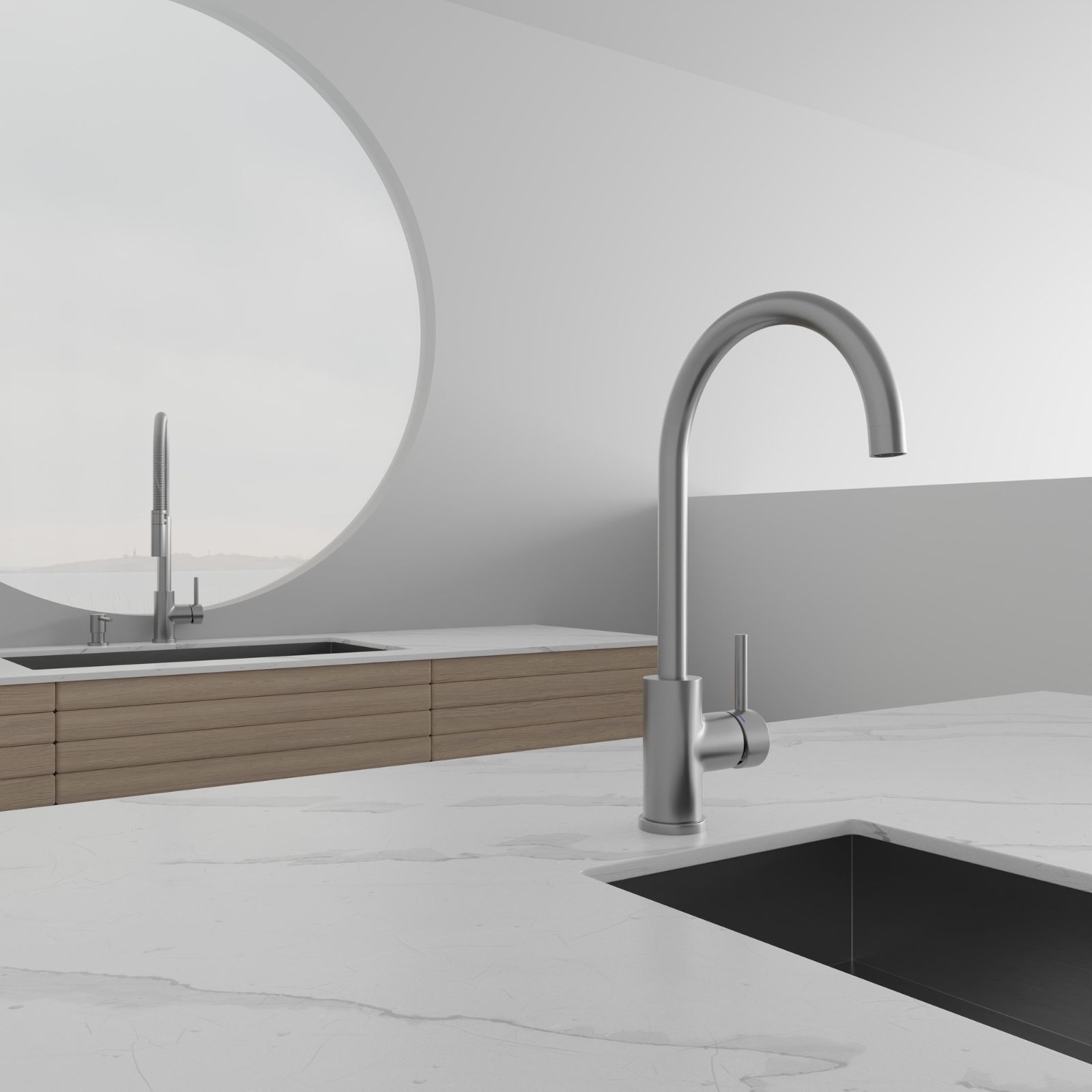 Köksblandare Steel Curve Original Diskmaskinsavst.