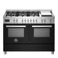 Bertazzoni Professional Gasspis 120cm med dubbelugn, svart