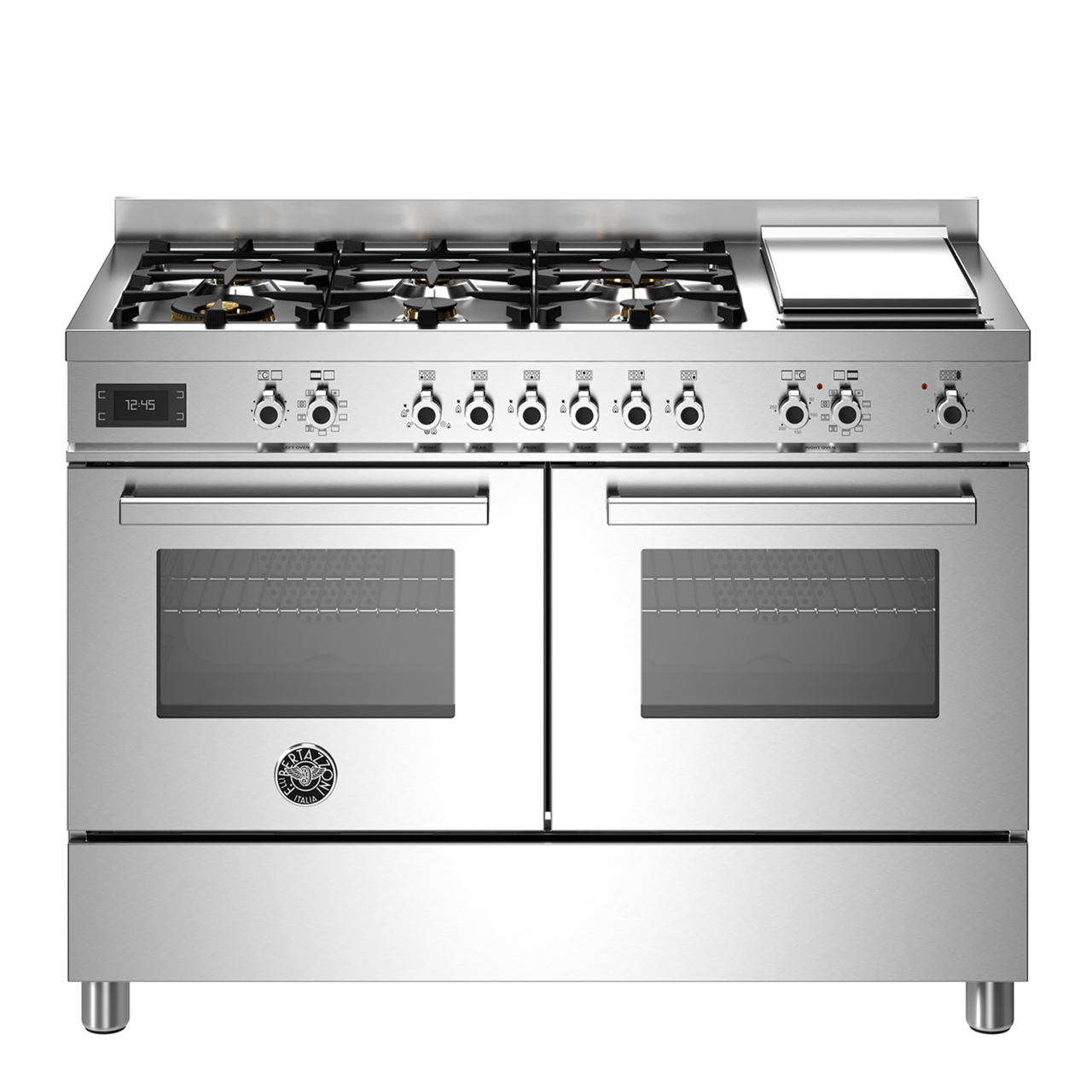 Bertazzoni Professional Gasspis 120cm med dubbelugn, rostfri