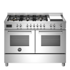Bertazzoni Professional Gasspis 120cm med dubbelugn, rostfri